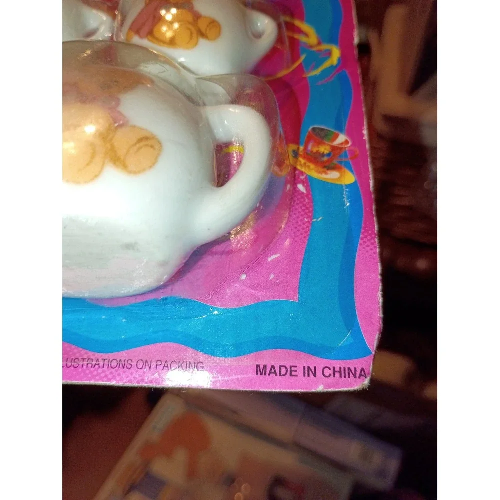 Mini Porcelain Tea Set Sealed NOS Teddy Bear 9 Pieces